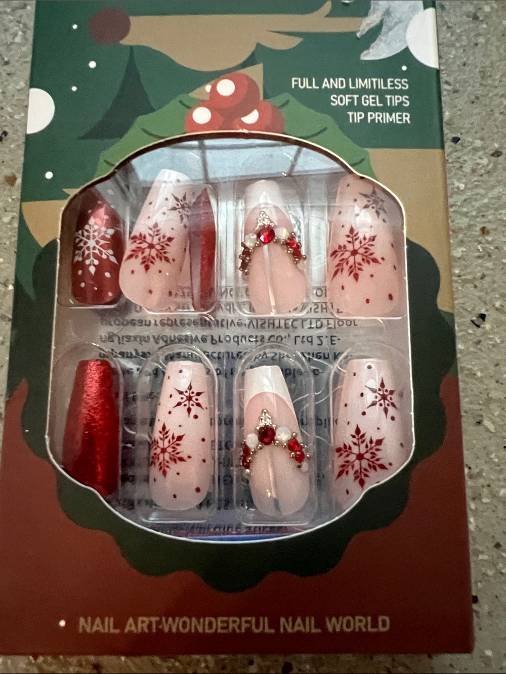 Holiday Red Snowflake Press-On Nails - Unbranded